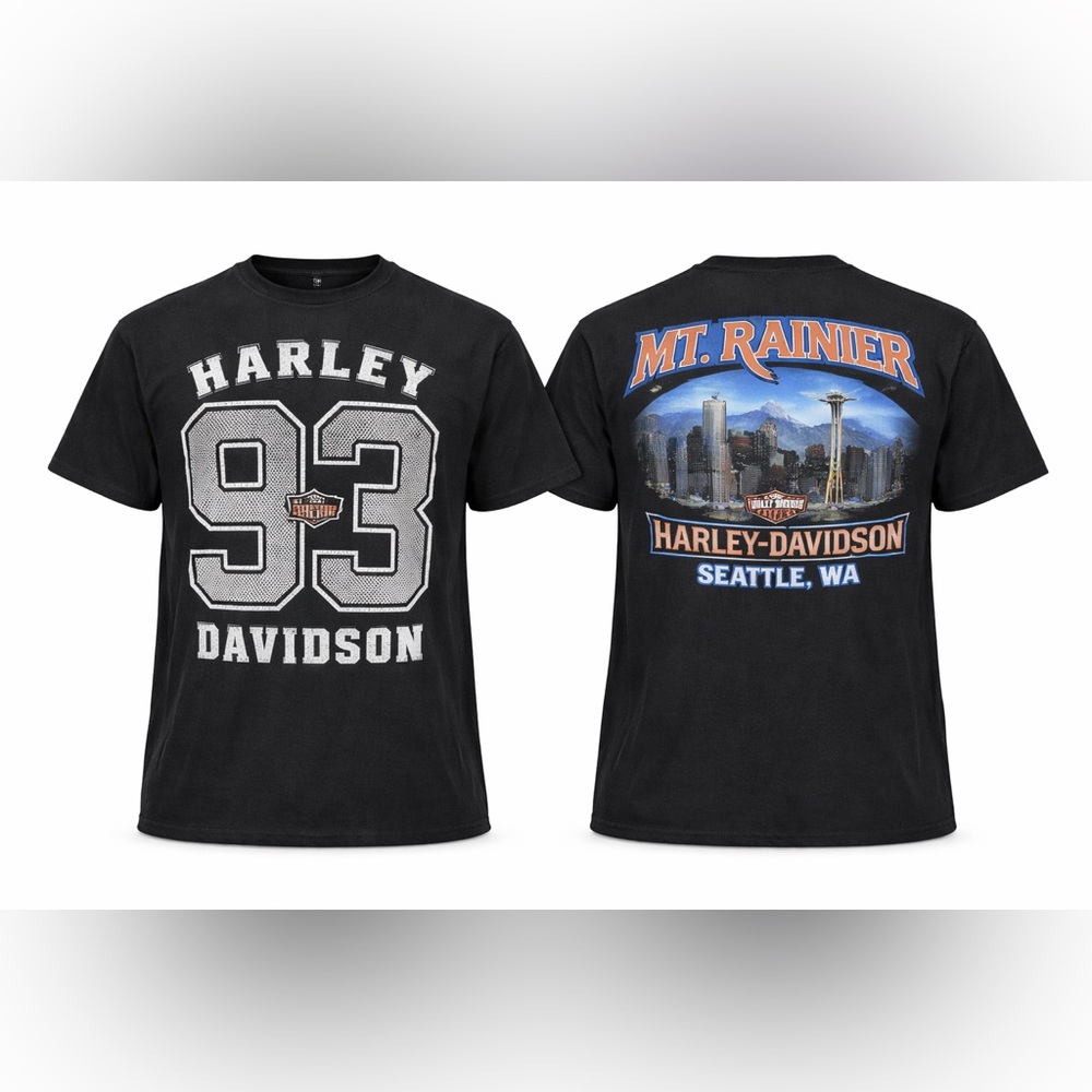 Harley-Davidson Seattle WA T-Shirt 2XL Black Space Needle Skyline